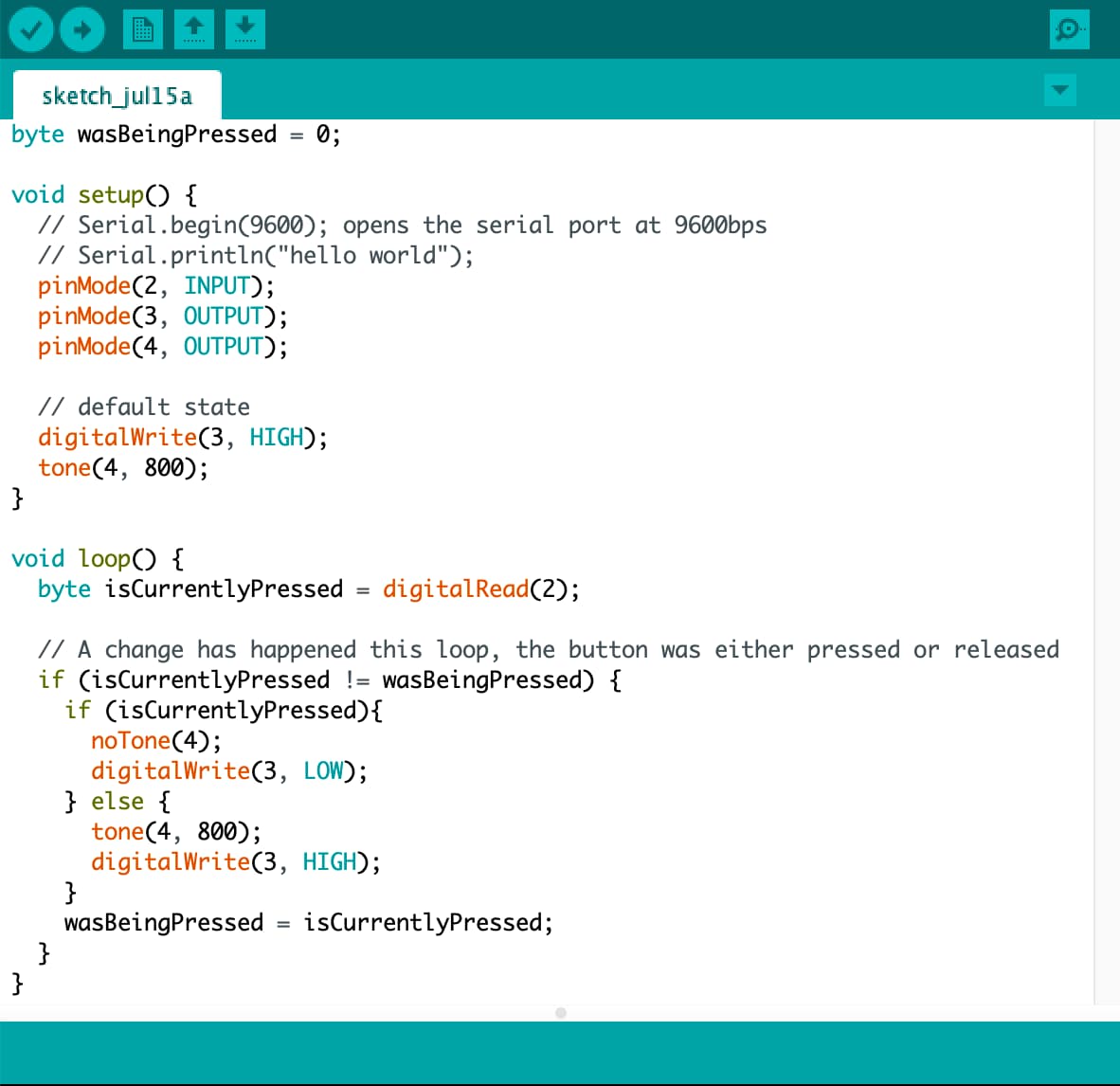 Screenshot of arduino code